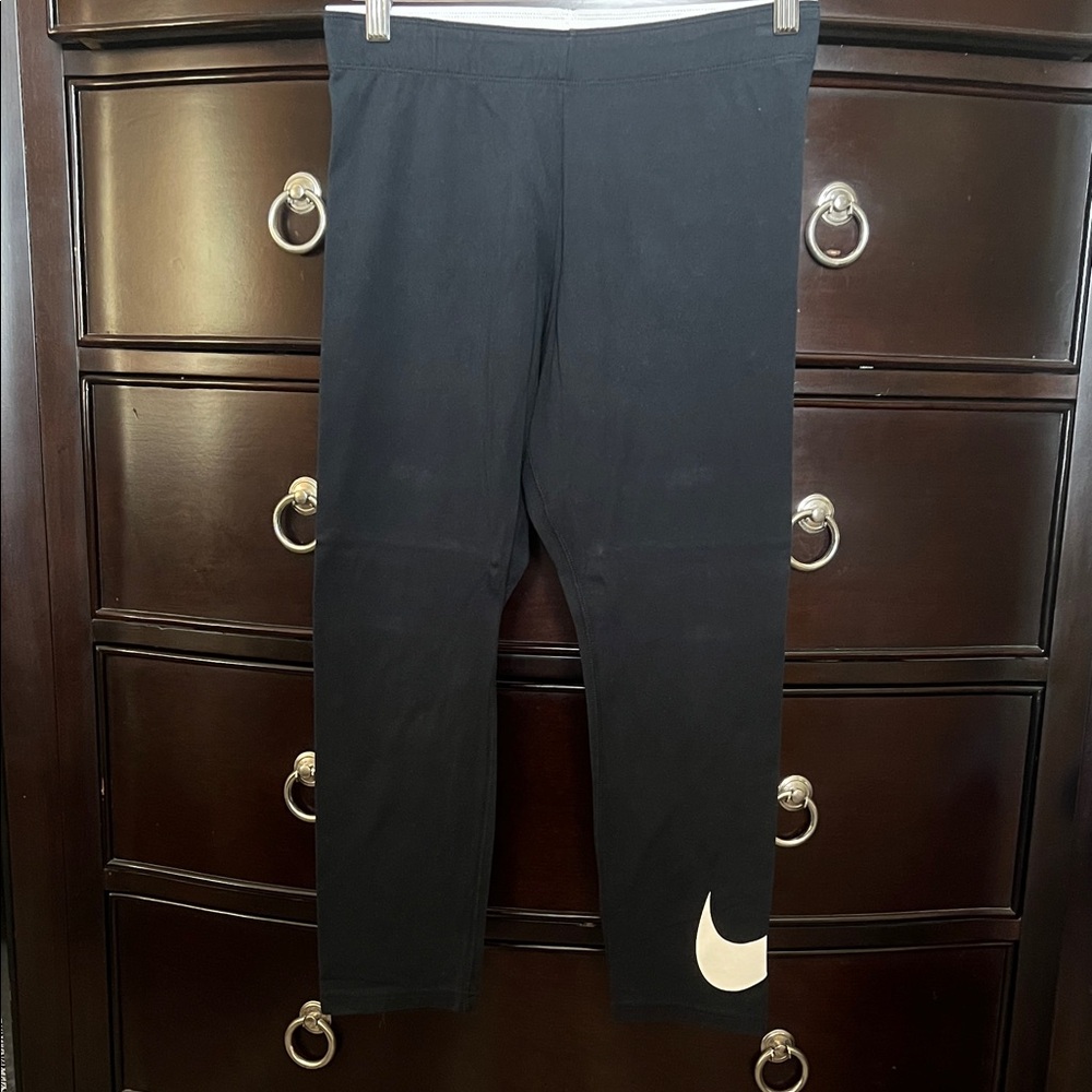 Nike Black Leggings with White Swoosh